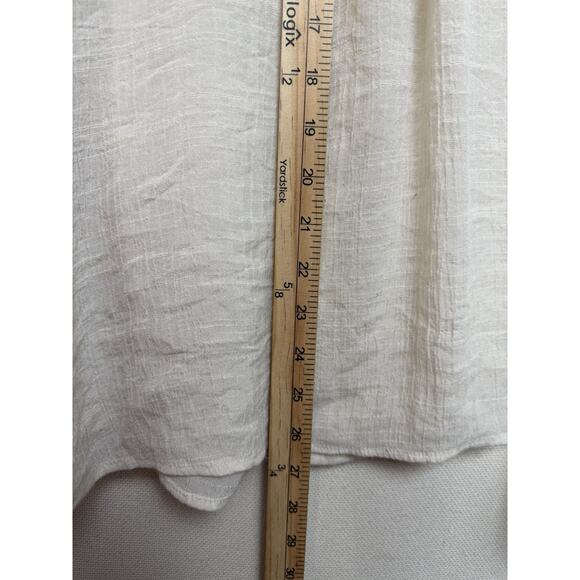 Solitaire Women's Top Blouse Sz L Off White Semi Shear 3/4 Sleeves Embroidered - Picture 10 of 12